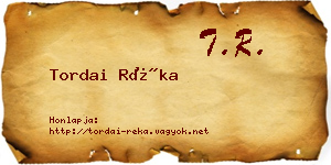 Tordai Réka névjegykártya